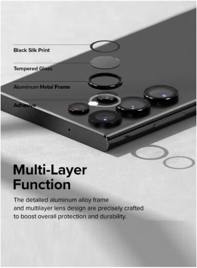 JAJEEK Samsung Galaxy S24 Ultra 5G 2024 Premium Camera Lens Film Protector Shield (MLHICR) – Clear/Black – Ultra-Clear HD Glass Lens Guard, Scratch-Resistant, Anti-Fingerprint, Easy Bubble-Free Installation, Full Camera Coverage, Durable & Lightweight - Image 2