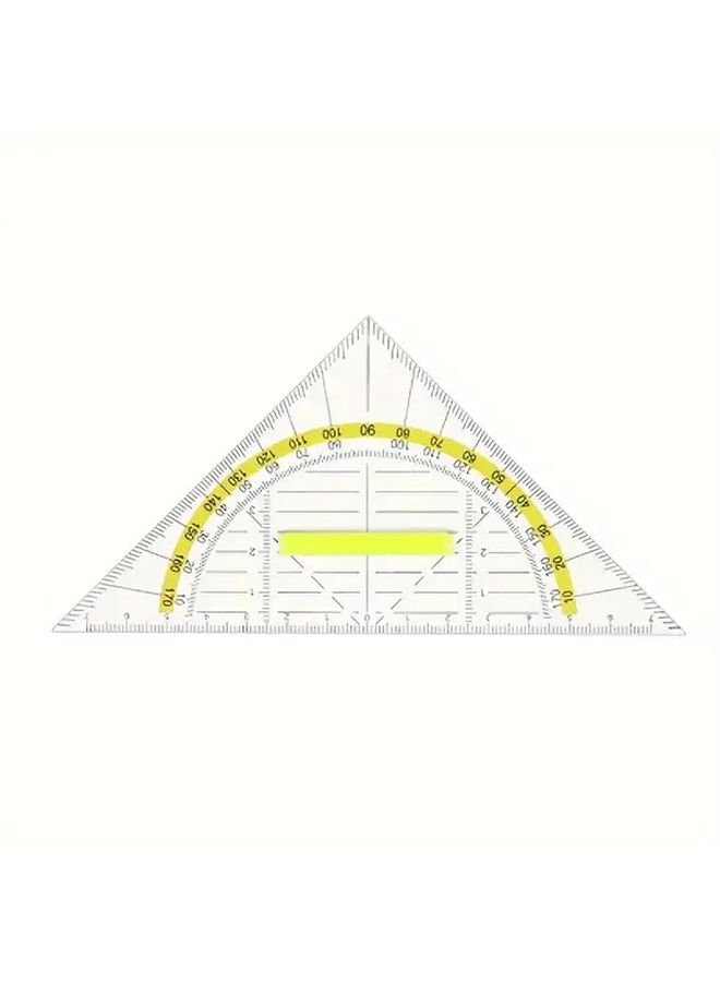 Yellow Transparent 4pcs Multifunctional Protractor Set With Handle Angle Ruler Drafting Compass For Architects Engineers Designers - Image 5