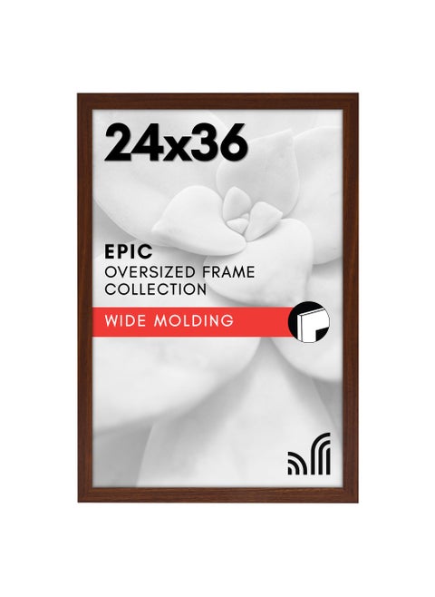 Americanflat 24x36 Poster Frame with Polished Plexiglass  Wide Picture Frames Made of Engineered Wood for Vertical or Horizontal Wall Display  Epic Collection  Mahogany