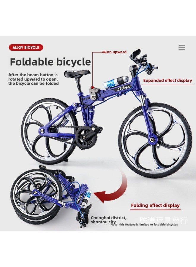 Car To 1:8 Folding Mountain Bike Model Simulation Bicycle Boy Toy Elbow Road Sports Bicycle-Color:Blue -1:8 Flatland Mountain Bike-Boxed  - Image 5