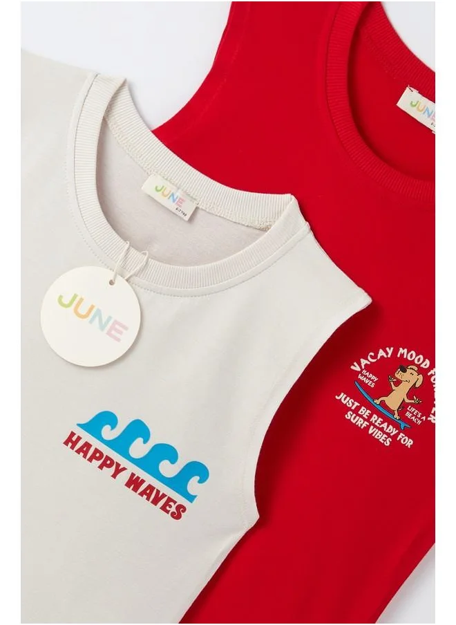 JUNE June Boy 2-Pack Tank Top Red - Stone
