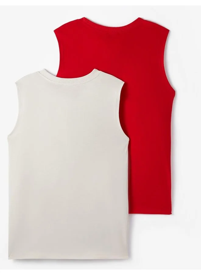 جون June Boy 2-Pack Tank Top Red - Stone