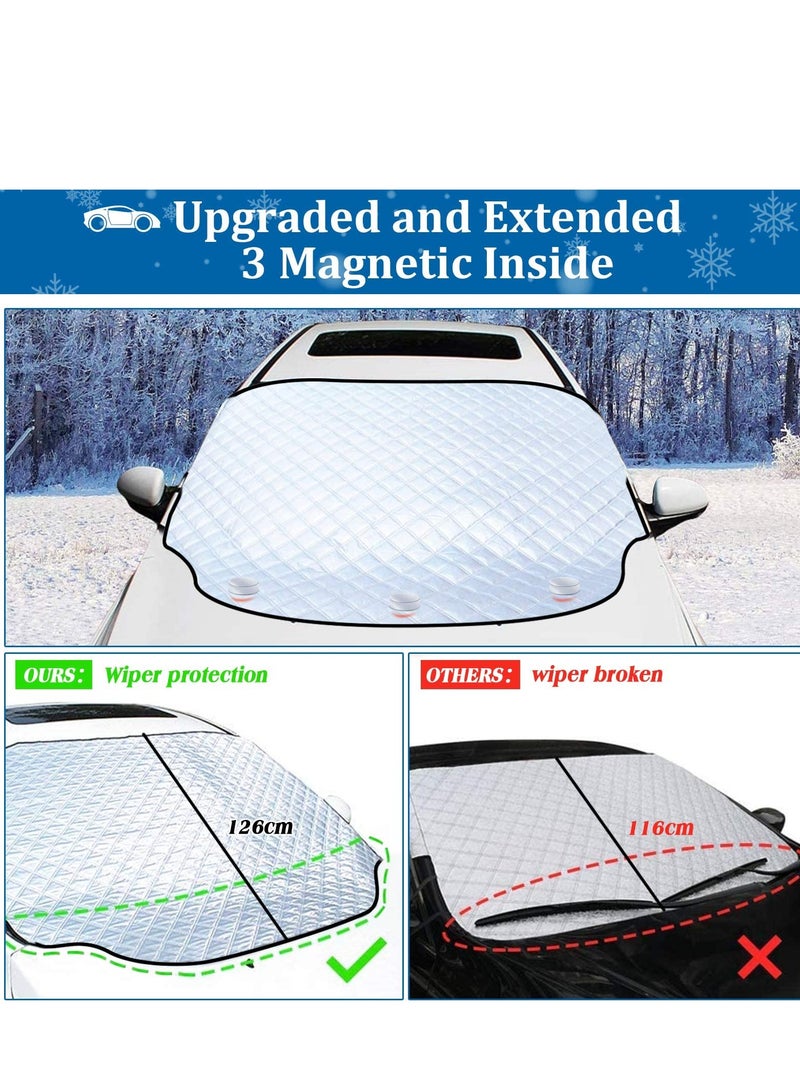 SYOSI Car Windscreen Cover, Ultra Thick Windscreen Cover, Heavy Duty Ultra Thick Protective Windshield Ice Cover Snow Frost Dust Sun Shade Protector 4 Layers in All Weather(Large Size 193 * 126cm) - Image 3