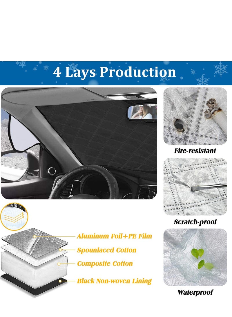 SYOSI Car Windscreen Cover, Ultra Thick Windscreen Cover, Heavy Duty Ultra Thick Protective Windshield Ice Cover Snow Frost Dust Sun Shade Protector 4 Layers in All Weather(Large Size 193 * 126cm) - Image 5