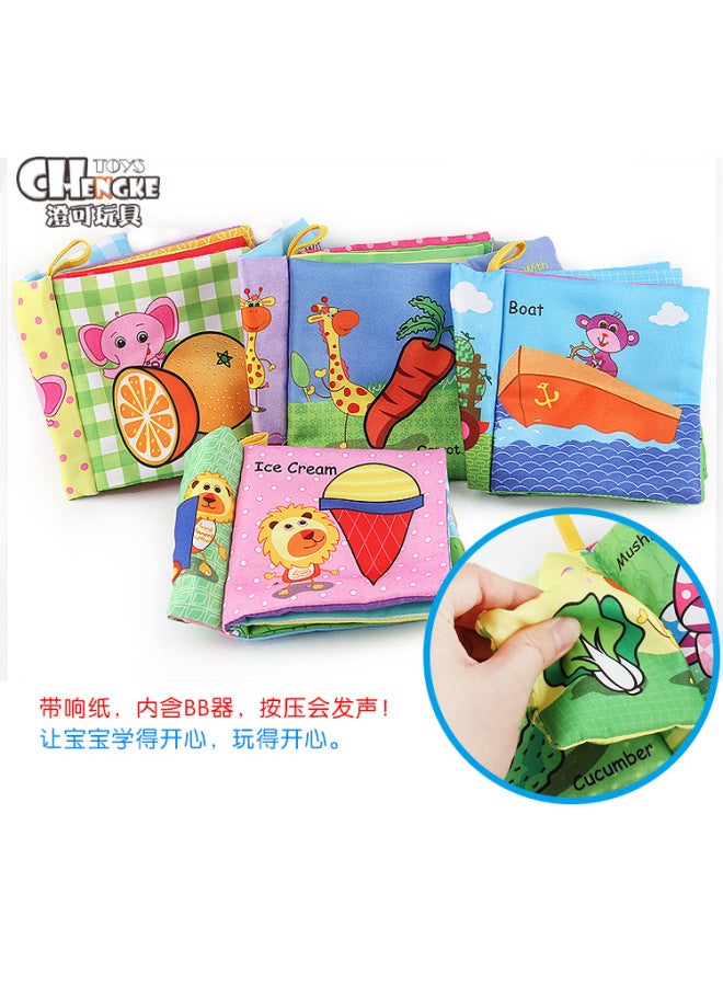 Baby Cloth Book Early Education Toy Baby English Cognition Palm Book Tear Not To Rip With Ring Paper Bb Call - Image 4