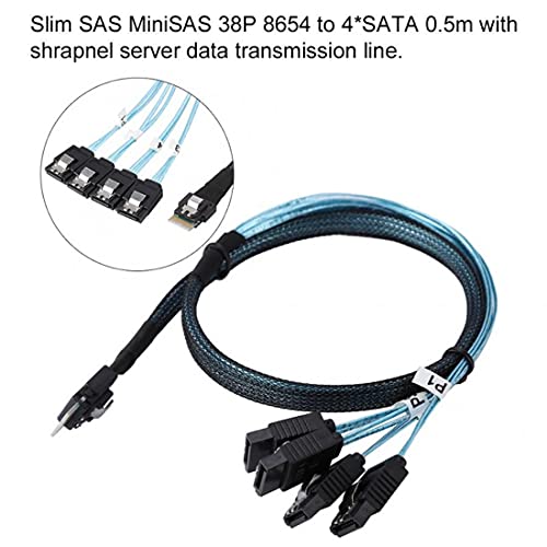 chenyang CY Slim Line SAS 4.0 SFF-8654 4i 38 Pin Host to 4 SATA 7 Pin Target Hard Disk Fanout Raid Cable 50cm - Image 2