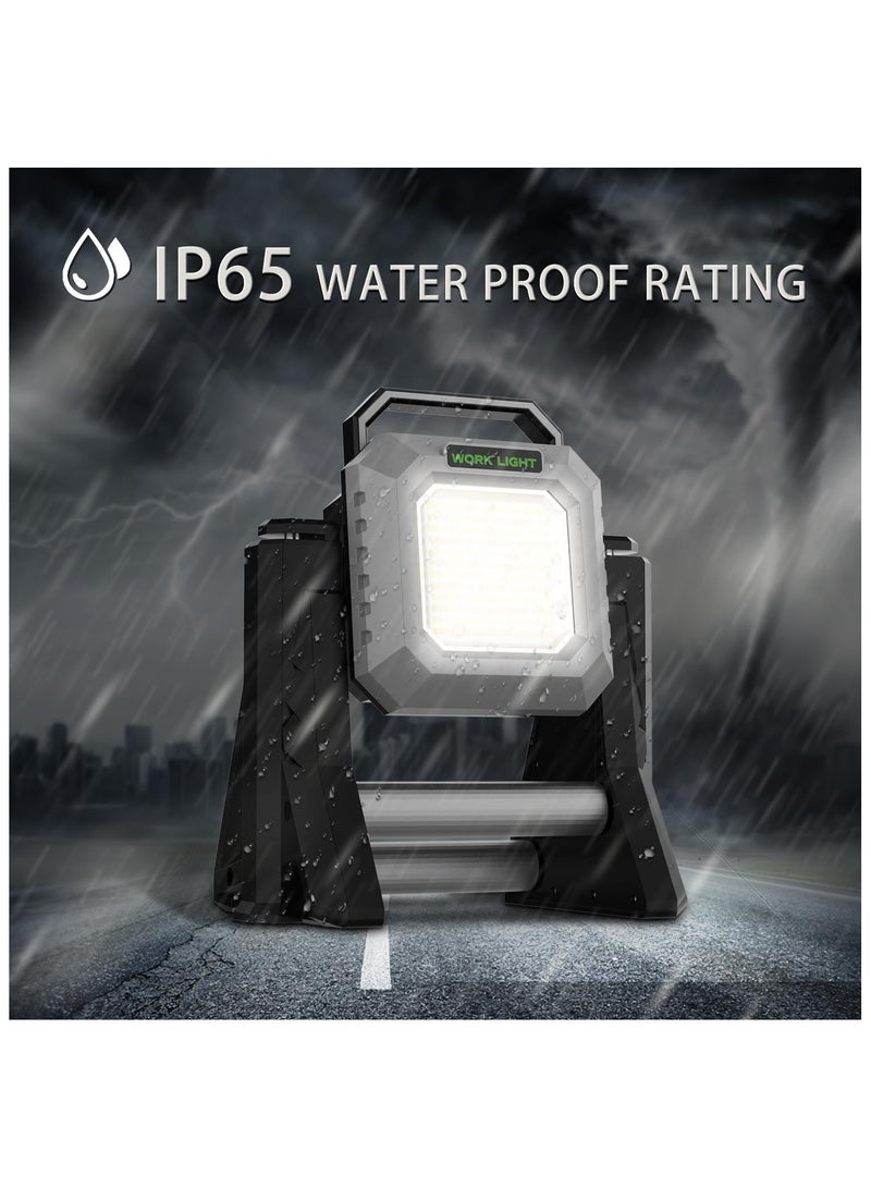 مصباح عمل LED لاسلكي 6000LM مع بطارية قابلة لإعادة الشحن 15000 مللي أمبير في الساعة - حامل تلسكوبي، ضوء فيضانات خارجي مقاوم للماء IP65 لإصلاح السيارات والجراج والحديقة والفناء الخلفي - Image 4