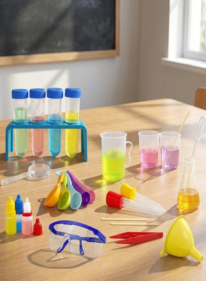 PPXMEEUDC 33PCS Lab Chemistry Experiments Early Learning Kit for Boys and Girls with Many Tools Droppers Plastic Test Tubes with Caps Lab Science Supplies Test Tube Holder - Image 3
