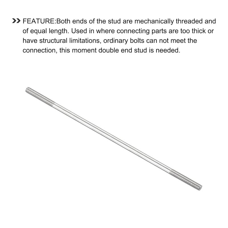 METALLIXITY Double Ended Stud Screws (M6 Thread 130mm Length) 5pcs, 304 Stainless Steel Dual Threaded Rod Bolts - for House Maintenance - Image 4