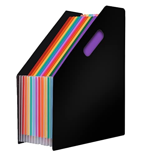 NISUN 12 Pockets Vertical Expanding File Folders Letter A4 Size Documents Organiser Desk Accordion File Organizer Desktop Stand File Divider Space Saver for Office Class Home - Image 1