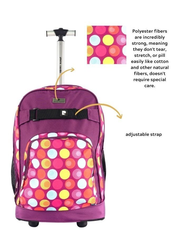pierre cardin Pierre Cardin Trolley Backpack Set of 3-Purple Polka Dots Design  - Image 2