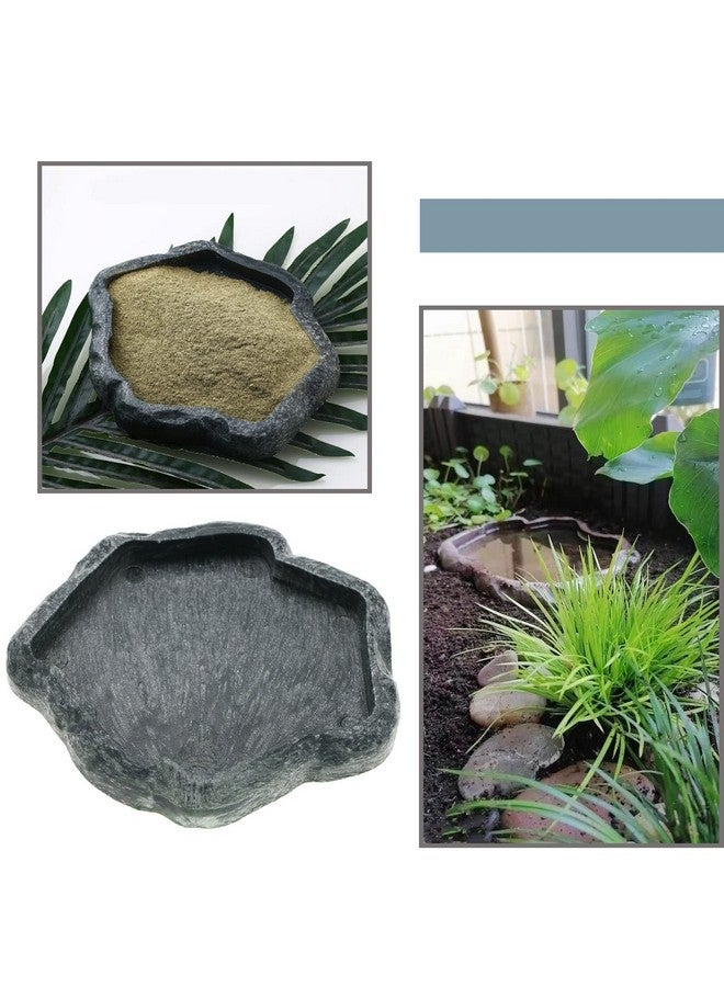 ECSiNG Reptiles Water Tray Tortoise Feeder Lizard Water Dish Resin Drinking Bowl for Tortoise Lizard Frog Terrapin Gecko Spider Scorpion Size S - Image 2