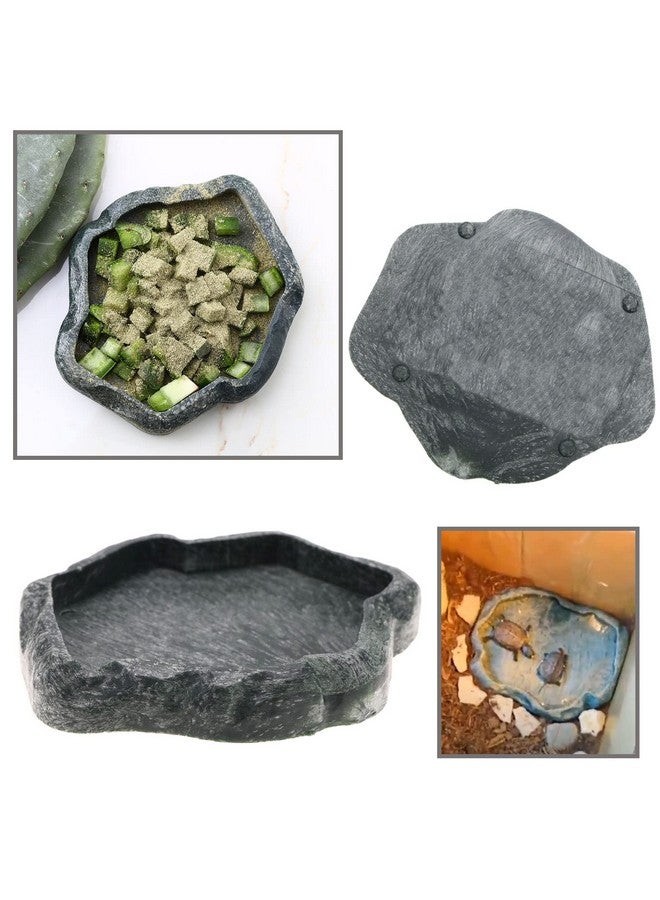 ECSiNG Reptiles Water Tray Tortoise Feeder Lizard Water Dish Resin Drinking Bowl for Tortoise Lizard Frog Terrapin Gecko Spider Scorpion Size S - Image 3