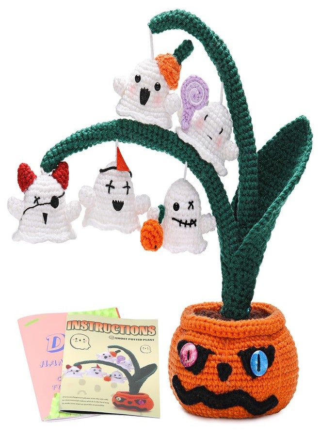 PATPAT® DIY Halloween Craft Crochet Kit Spooky Ghost Pumpkin Tree Desk Decor for Beginners & Adults, Complete Material Set with Step-by-Step Tutorials, Festive Yarn Kit for Home, Office, Gifting - Image 1