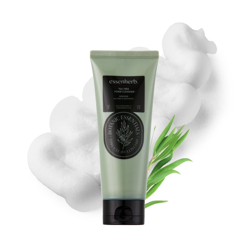 ESSENHERB Tea Tree Foam Cleanser  Korean Face Wash with AHA  Hyaluronic Acid for Sensitive Dry Skin  Gentle Hydrating Daily Cleanser for Pores  BlemishProne Skin 150ml  507 floz