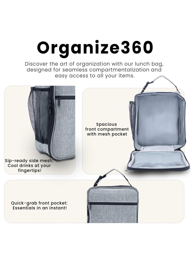hssentials - Hssentials Lunch Bag Insulated Cooler Bag Compact 6L Lunch Bag for Men Women Office Kids School Adults Work Picnic Travel College Premium Lunch Bag, Grey - Image 1