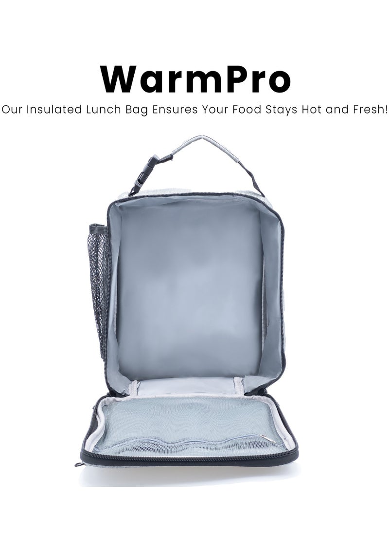 hssentials - Hssentials Lunch Bag Insulated Cooler Bag Compact 6L Lunch Bag for Men Women Office Kids School Adults Work Picnic Travel College Premium Lunch Bag, Grey - Image 1