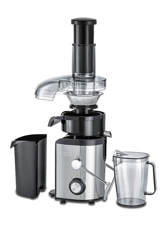 BLACK+DECKER Juicer Extractor, High-Powered Motor, Stainless Steel Design, Large 1.7L Pulp Container, 1.1L Juice Collector, Dual Speed Control, XL Feeding Chute, 1.7 L 800 W JE800-B5 Black/Silver/Clear - Image 2