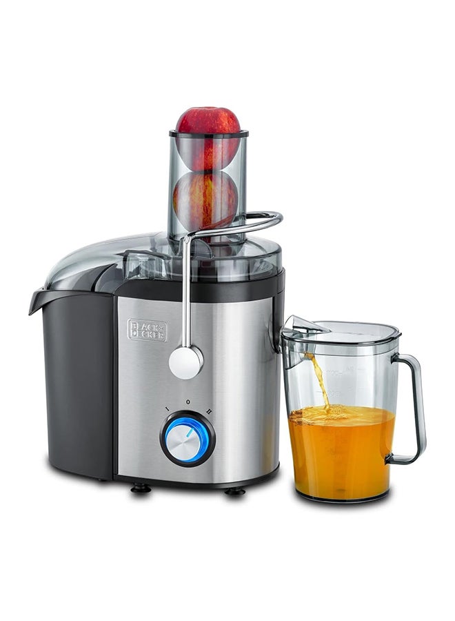 BLACK+DECKER Juicer Extractor, High-Powered Motor, Stainless Steel Design, Large 1.7L Pulp Container, 1.1L Juice Collector, Dual Speed Control, XL Feeding Chute, 1.7 L 800 W JE800-B5 Black/Silver/Clear - Image 1