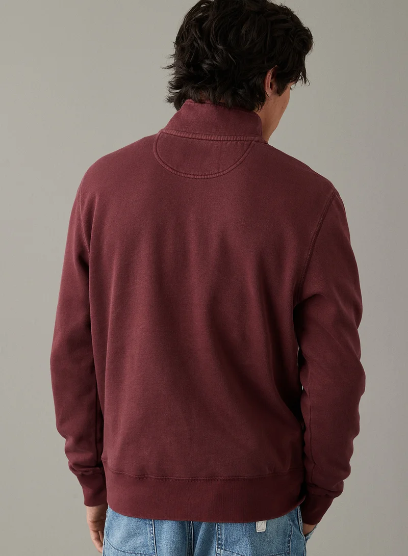American Eagle Quarter-Snap Mockneck Pullover Sweatshirt