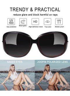 Joopin Big Polarized Womens Sunglasses Oversized Trendy Large Black Red Sunglasses For Women Uv Protection Dark Lens Sun Glasses Woman Sensitive Eyes Blenders Ladies Rhinestone Sunnies Driving Party  - Image 3