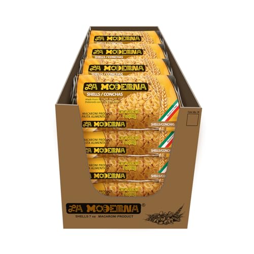 LA MODERNA, Shell Conchas Pasta 7 oz (Pack of 20) | Made with Durum Wheat Semolina | Enriched with Iron, Folic Acid & B Vitamins | Non-GMO Kosher Conchas Pasta Shells for Soups, Casseroles, Salads & Family Meals - Image 1