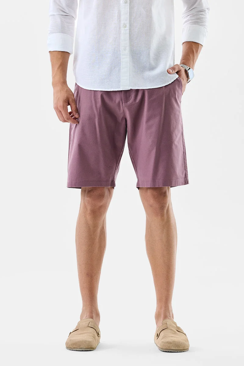 SNITCH Regular Fit Stretch Mauve Shorts