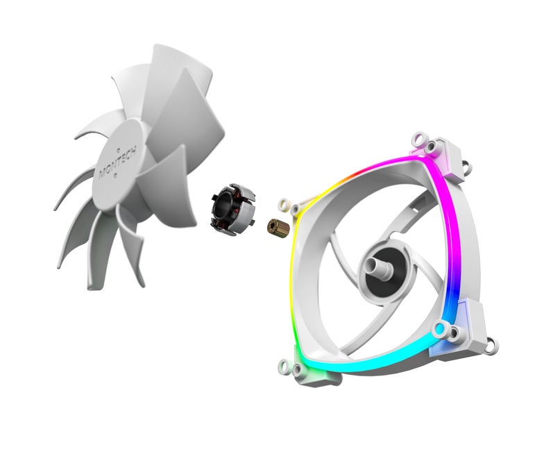 Montech AX 120 ARGB Fan – 1600PWM, High-End Durability, Silent Performance, and Stunning ARGB Design (120mm, White) - Image 3