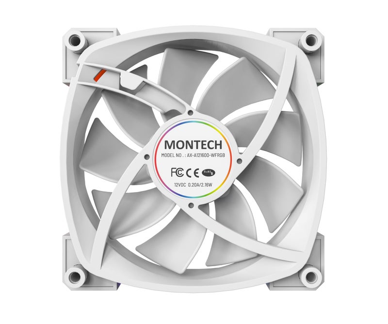 Montech AX 120 ARGB Fan – 1600PWM, High-End Durability, Silent Performance, and Stunning ARGB Design (120mm, White) - Image 2