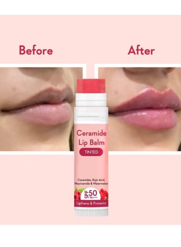 Tinted Ceramide Lip Balm with SPF50 PA Kojic Acid and Niacinamide For Lip Lightening and Protection 5gm - Image 2