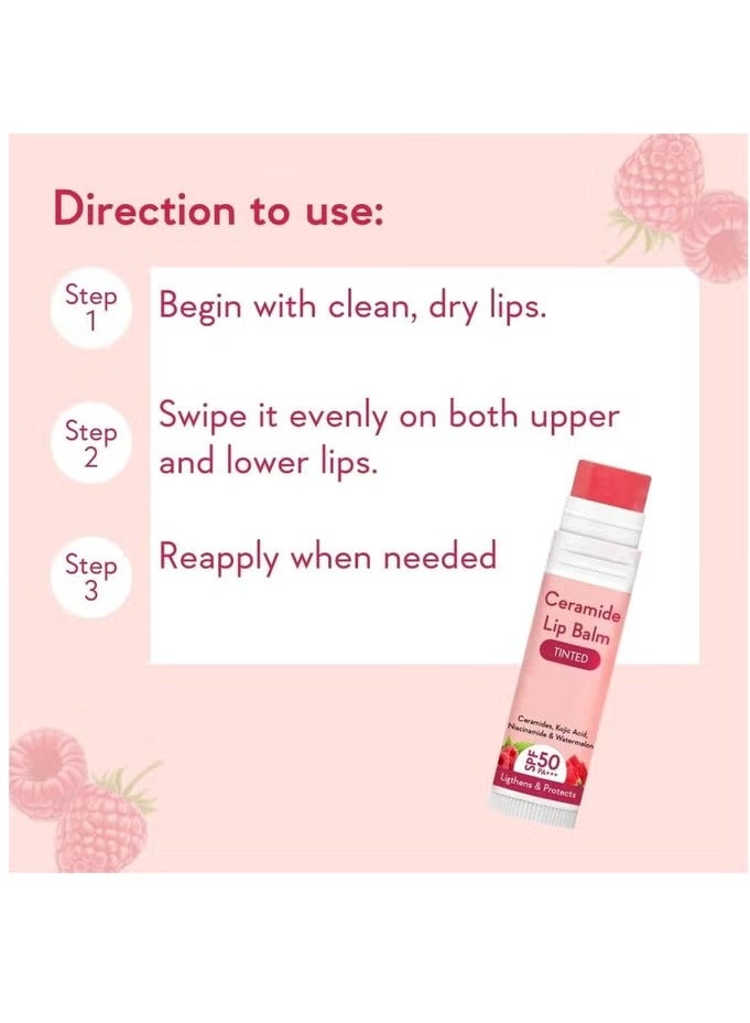 Tinted Ceramide Lip Balm with SPF50 PA Kojic Acid and Niacinamide For Lip Lightening and Protection 5gm - Image 4