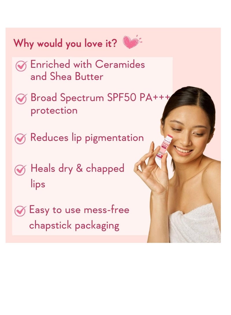 Tinted Ceramide Lip Balm with SPF50 PA Kojic Acid and Niacinamide For Lip Lightening and Protection 5gm - Image 3