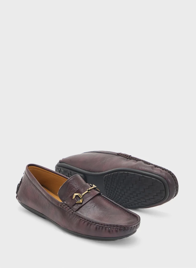 Robert Wood Trim Detail Textured Loafers