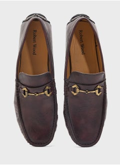 Robert Wood Trim Detail Textured Loafers  - Image 4
