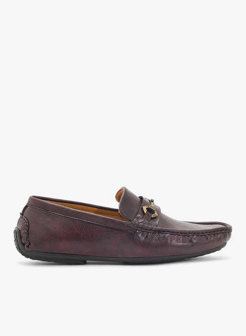 Trim Detail Textured Loafers
