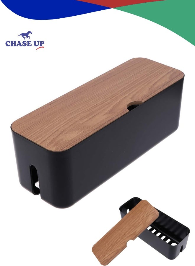 Chase Up 1Pc Power Cord Storage Box Household Plastic Creative Cable Management for Desktop Home Black - Image 1