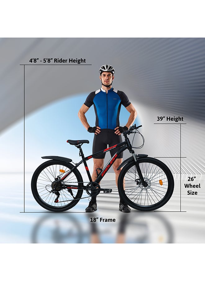 ENDLESS  - 26" 7-Speed Mountain Bike for Adults | High Carbon Steel 18" Frame, Disc Brakes, Suspension MTB with Front & Rear Mudguards, Adjustable Seat, 2.135" All-Terrain Tires – Men & Women - Image 1