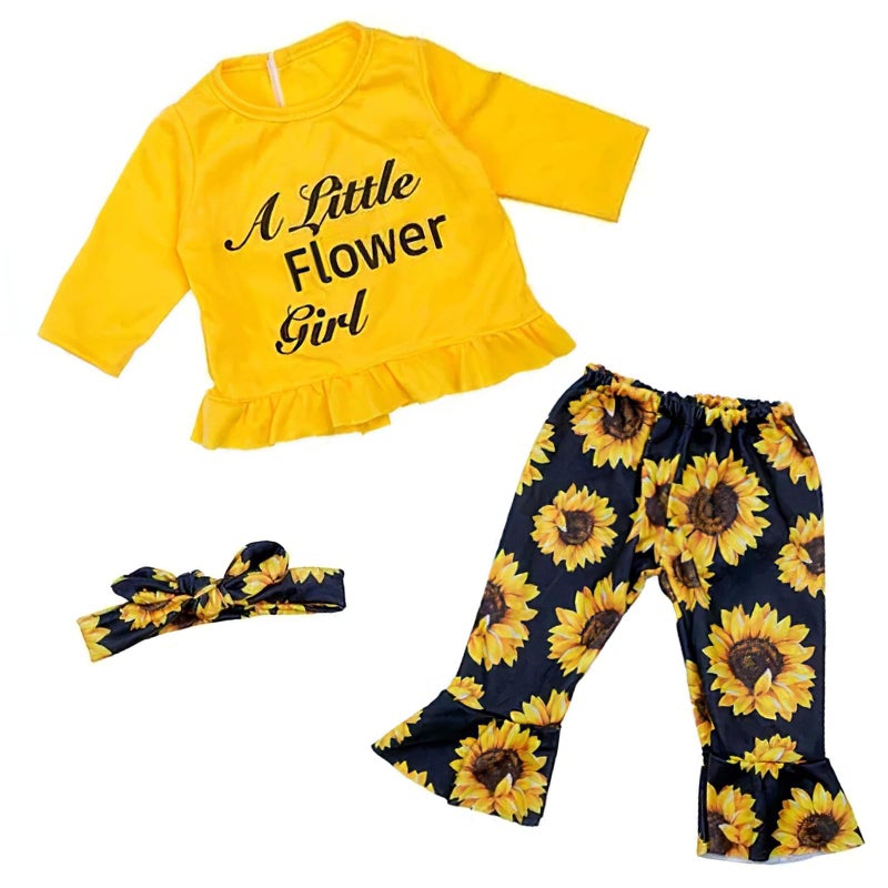 BABESIDE 3 Pcs Reborn Baby Doll Clothes Set for 17-22 Inch Babydolls, Sunflower Baby Dolls Clothes with Headband for Realistic Baby Doll Accessories - Image 1