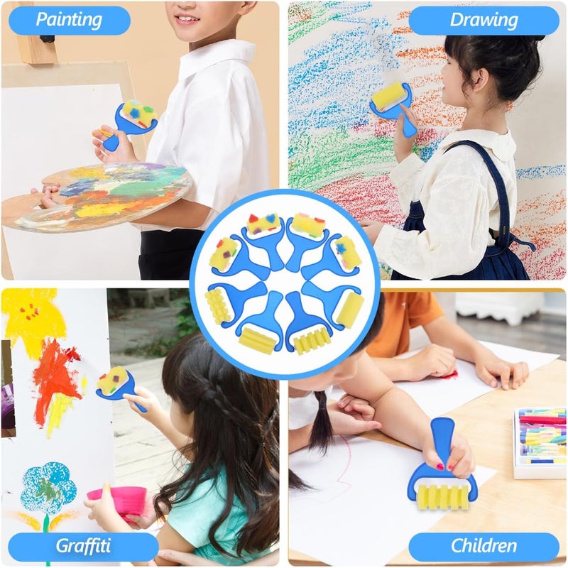 STOBOK 8Pcs Paint Brushes for Kids, Drawing Sponge Roller Brush Kids Paint Graffiti DIY Tool Sponge for Creative Fun and Finger Painting - Image 3
