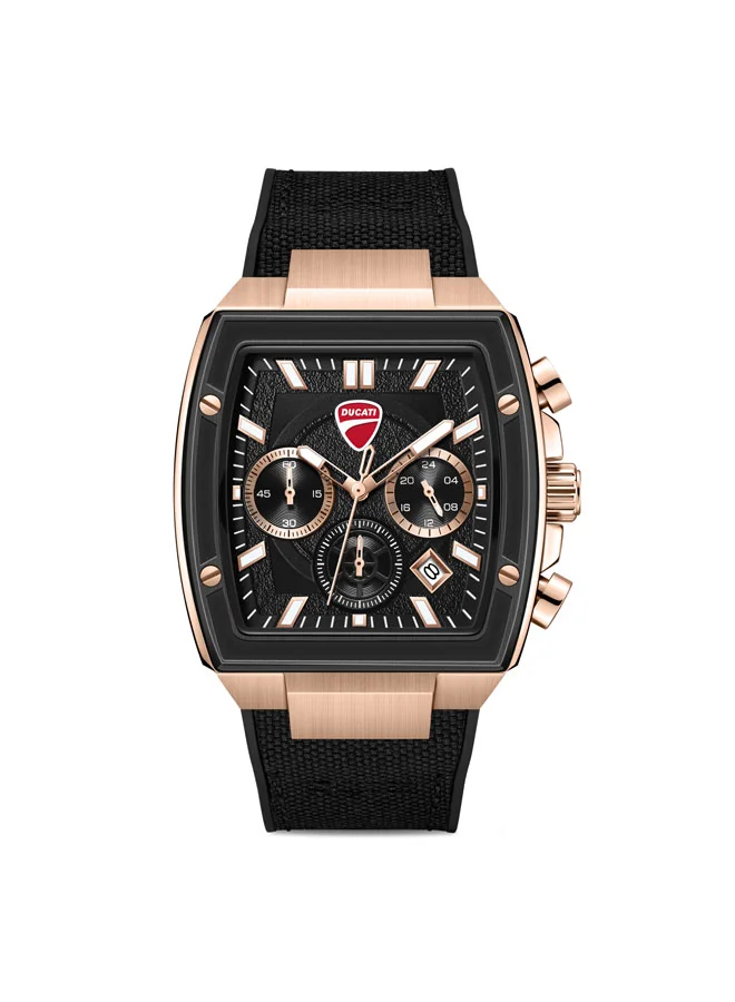 دوكاتي Force Black Dial, Silicone-Nylon Strap, Chronograph Watch for Men, 42mm