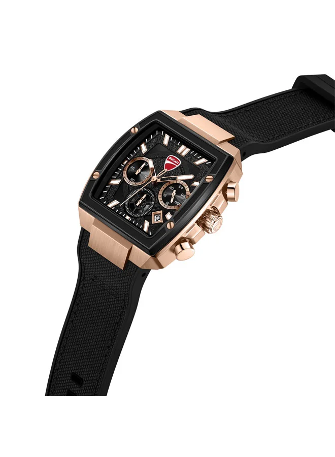 دوكاتي Force Black Dial, Silicone-Nylon Strap, Chronograph Watch for Men, 42mm