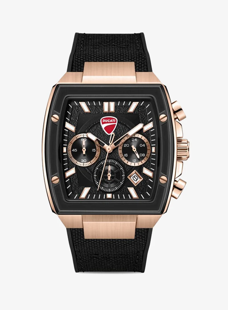 Ducati Force Black Dial, Silicone-Nylon Strap, Chronograph Watch for Men, 42mm