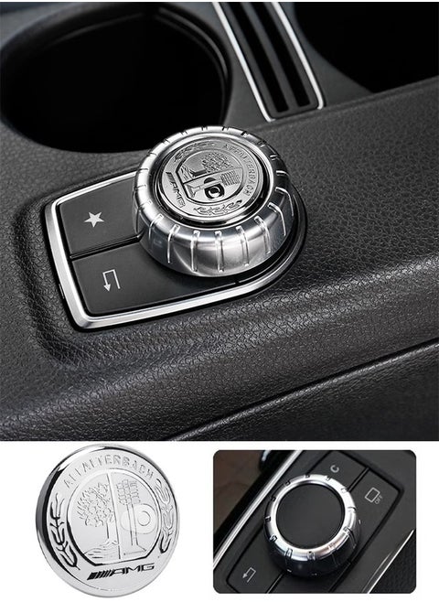 Car Metal Modified Center Console Multimedia Control Button Knob Trims Cover Decals Emblems Stickers Compatible with Mercedes Benz A B E GLK GLA CLA GLE ML GL Class (29mm Knob)