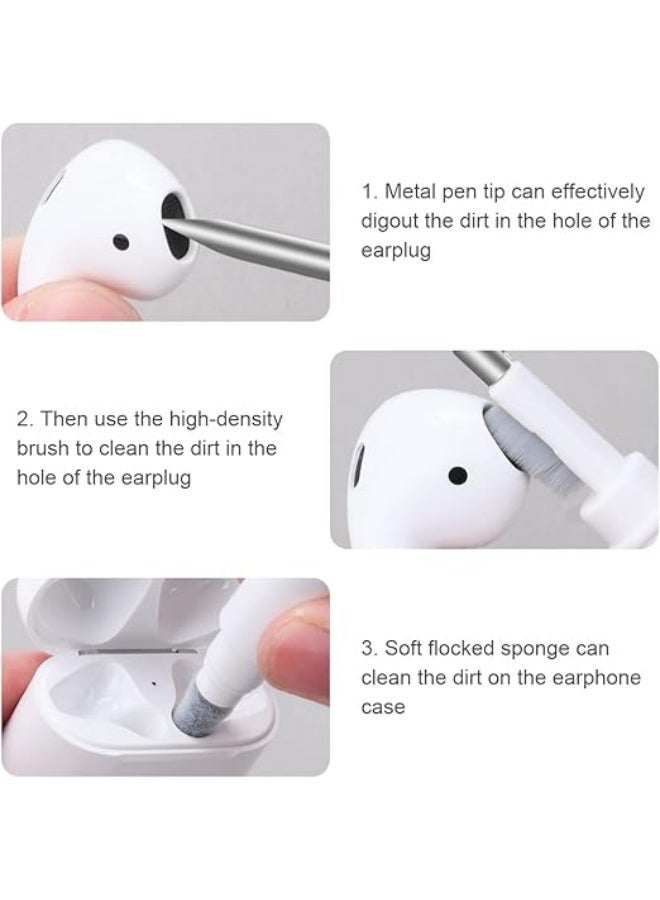 AirPod Cleaner ، 3 في 1 مجموعة تنظيف لـ AirPods مع فرشاة الألياف الدقيقة الناعمة لسماعات الأذن بلوتوث ، ميناء الكاميرا / الهاتف - Image 4