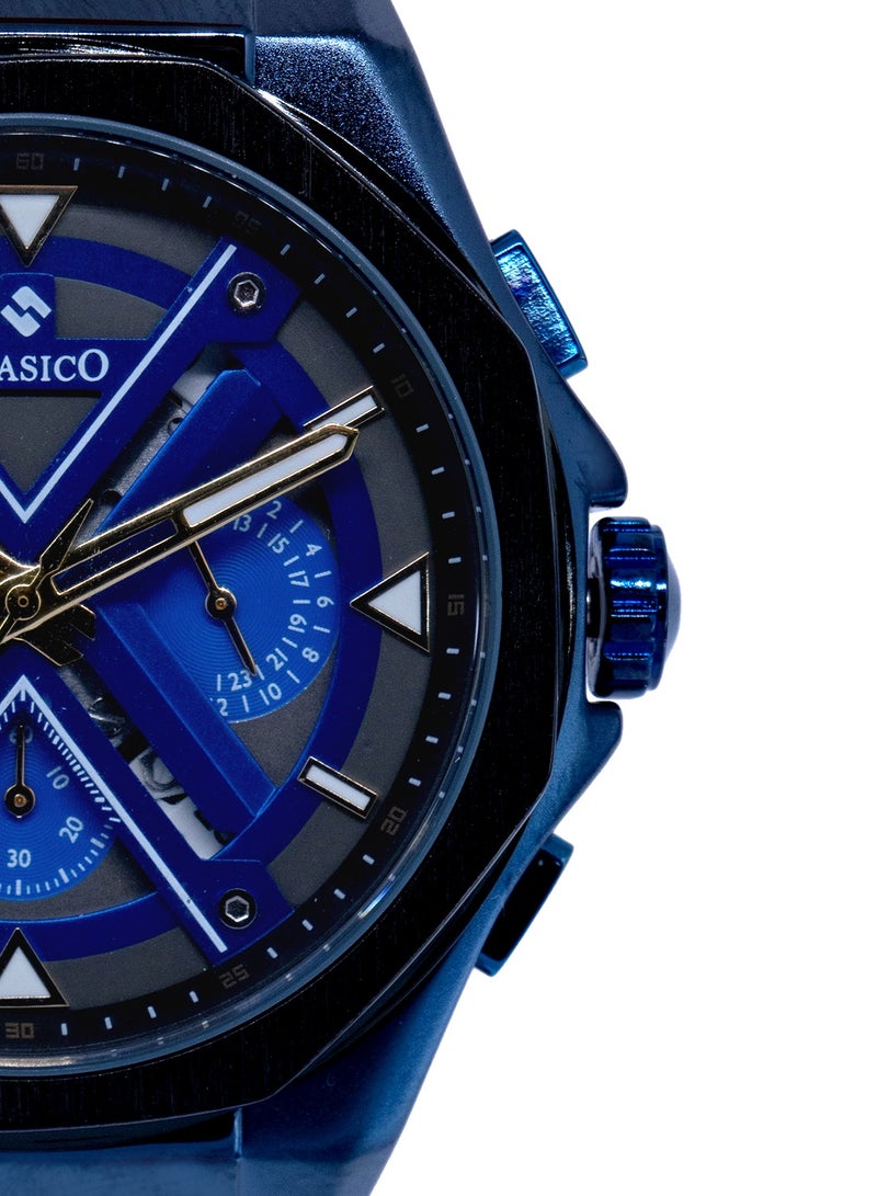Grandeur 6-Hands Chronograph Watch – Royal Blue Chronograph Edition with Genuine Leather Strap – Elite Y121 Calibre Movement – Waterproof Design