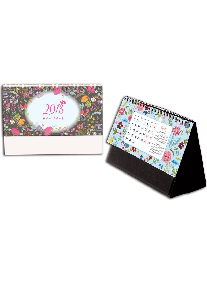 Keskin Color MTK-724 Plastic Supported Triangle Desk Calendar Flower 