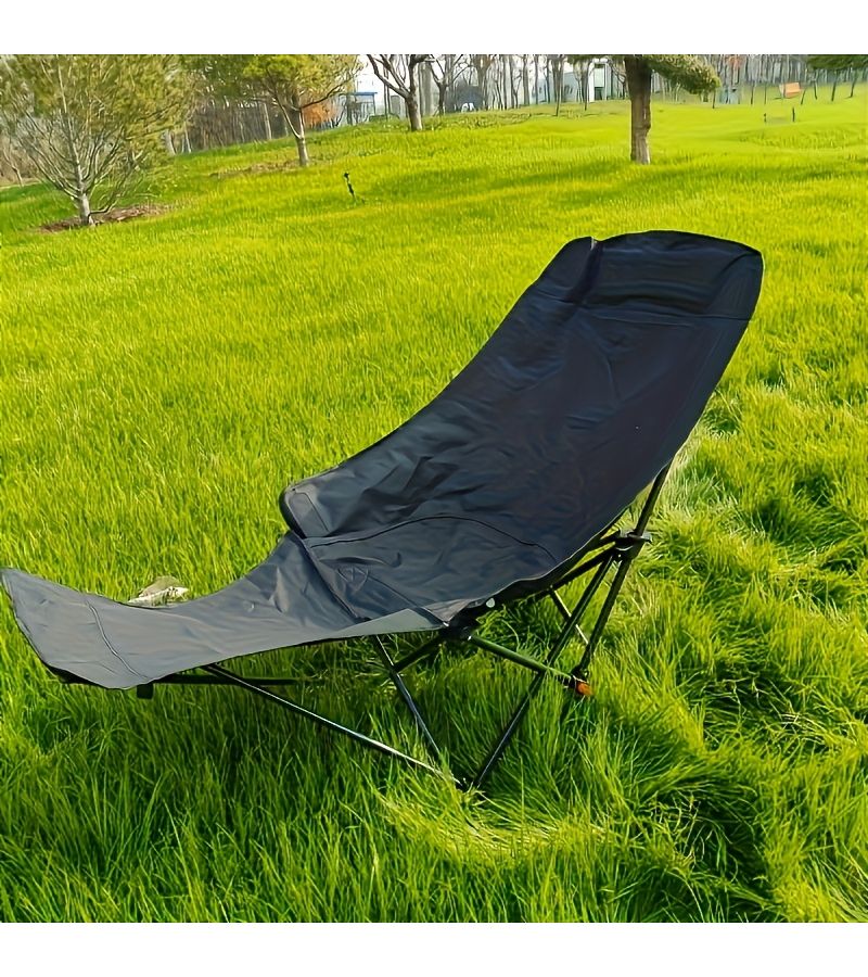 Personalized Custom Adjustable Khaki Folding Reclining Chair with Removable Footrest for Outdoor Camping Fishing Beach Travel Courtyard Nap - Image 2