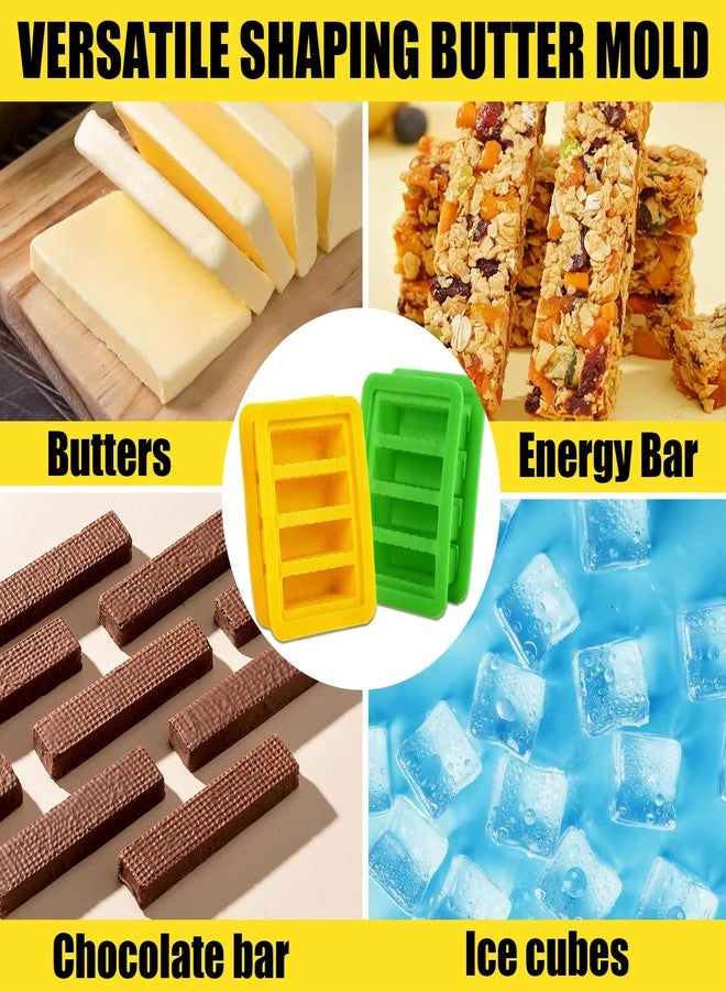XPAPOV 2PCS Butter Silicone Mold with Lid, Non-Stick Butter Mold for Homemade Butter, Butter Stick molds with Butter Paddles for Making Butter for Chocolate Making and Homemade Cakes Baking (Yellow&Green) - Image 4