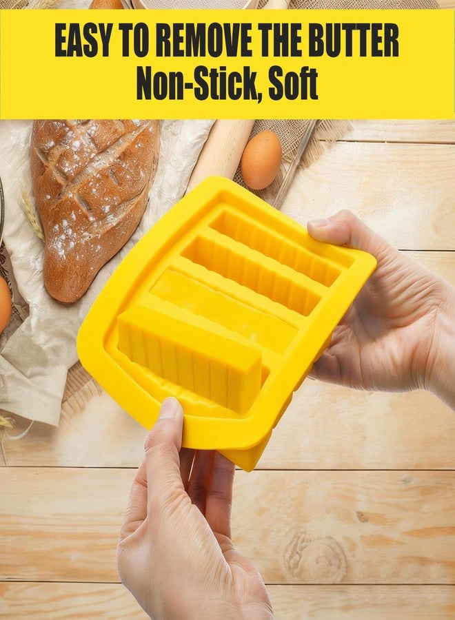 XPAPOV 2PCS Butter Silicone Mold with Lid, Non-Stick Butter Mold for Homemade Butter, Butter Stick molds with Butter Paddles for Making Butter for Chocolate Making and Homemade Cakes Baking (Yellow&Green) - Image 3