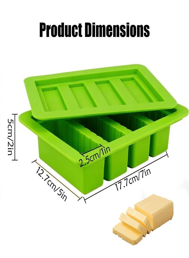 XPAPOV 2PCS Butter Silicone Mold with Lid, Non-Stick Butter Mold for Homemade Butter, Butter Stick molds with Butter Paddles for Making Butter for Chocolate Making and Homemade Cakes Baking (Yellow&Green) - Image 2